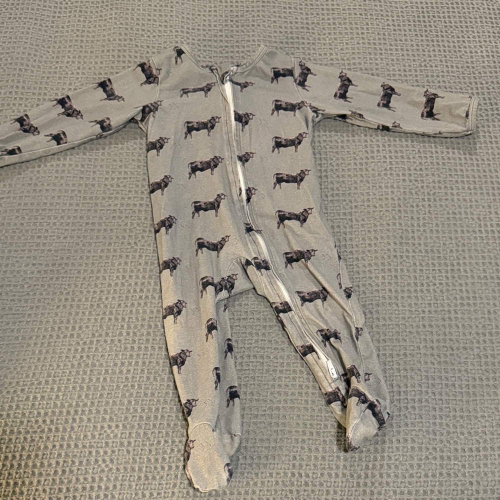 Cowkid Clothing Co.  - Footie with Angus cow Pattern